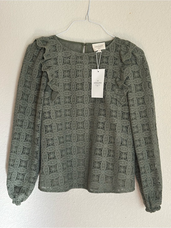 Sezane Tops - NWT Sézane Salina Lace Blouse Sage Green Size 36